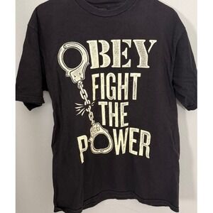 Obey Fight The Power T Shirt Mens Large Black Graphic Streetwear Skate Punk Tee
